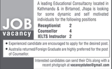 Receptionist,Counsellor &ILETS Instructor